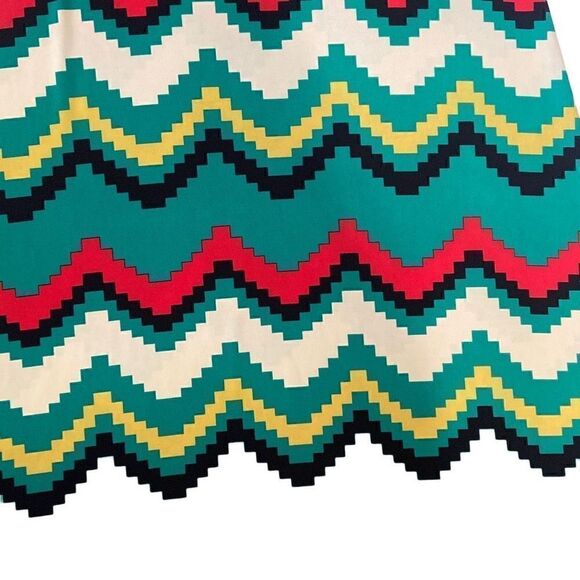 Moa Maxi Skirt Green Red Yellow Cream Digital Chevron Skirt Size Small - Picture 4 of 7